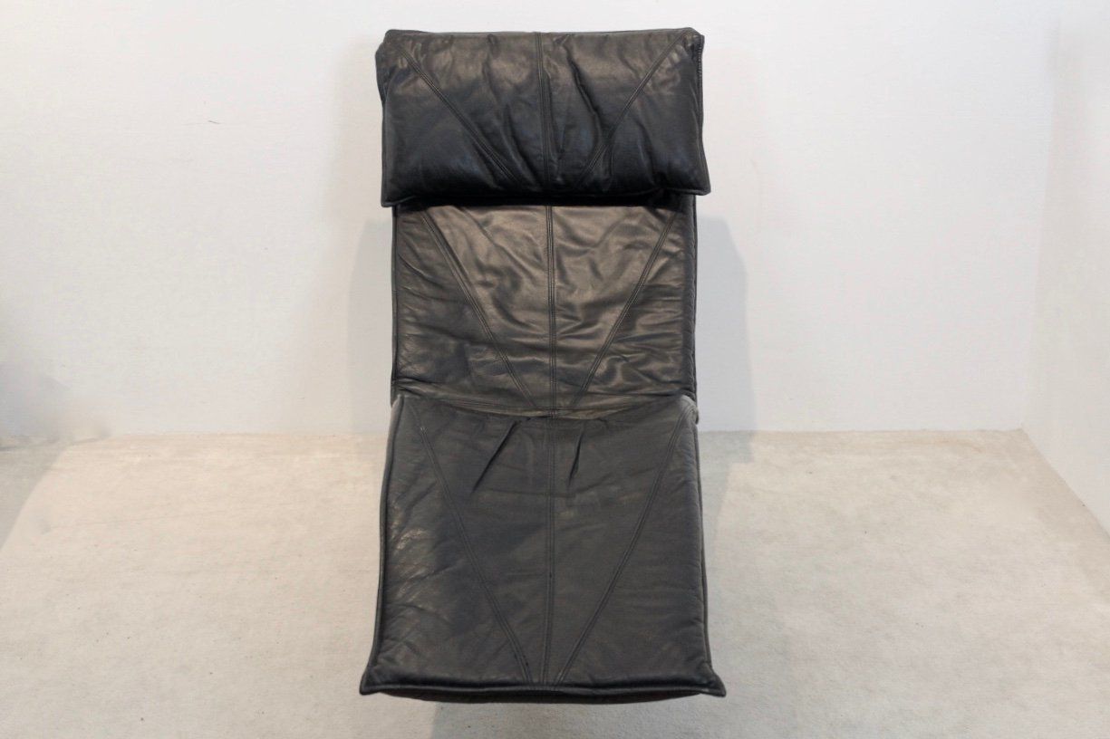 Black Leather Skye Chaise Lounge By Tord Björklund For Ikea, 1970s photo furniture