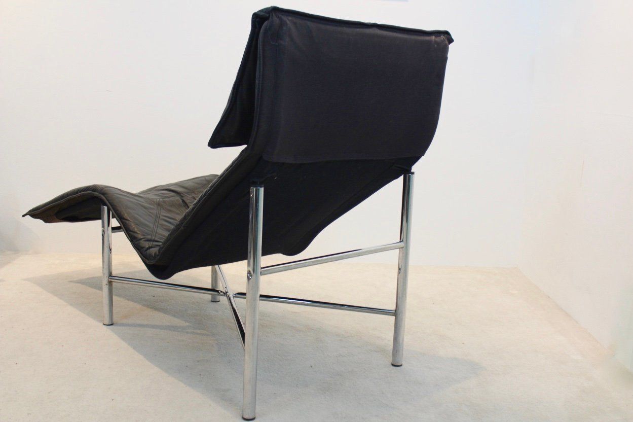 Black Leather Skye Chaise Lounge By Tord Björklund For Ikea, 1970s photo vintage