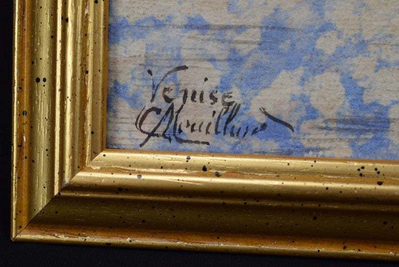 Italian Antique Watercolor On Paper Of Venice Signed View From Dorsoduro Of Santa Maria Basilica photo buy
