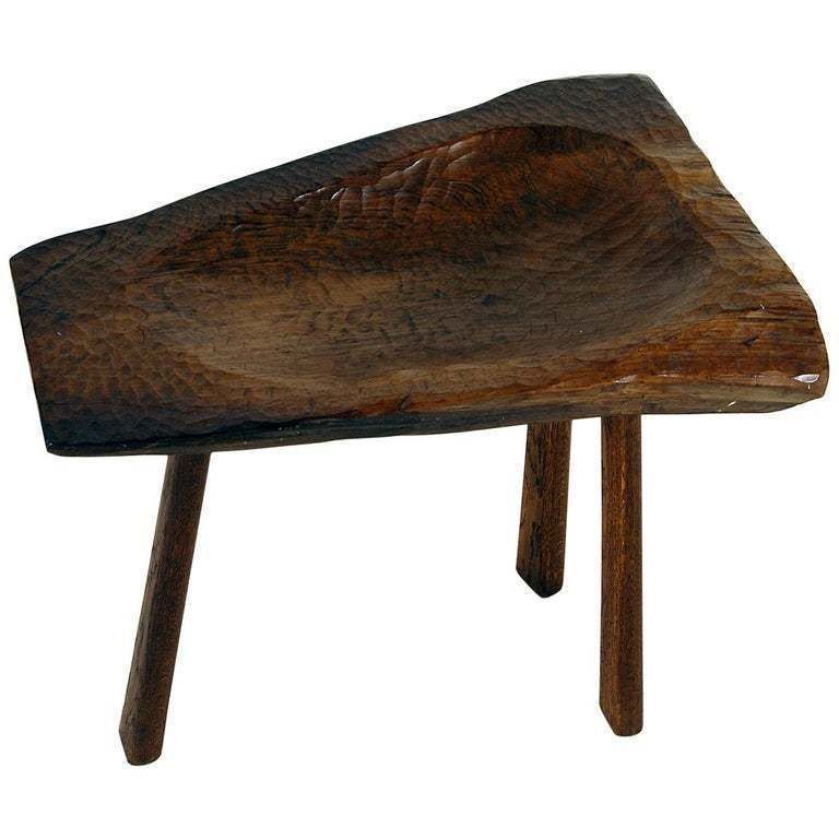 19c Folk Art Primitive Country Swedish Adze Carved Rosewood Tripod Table Bowl photo furniture