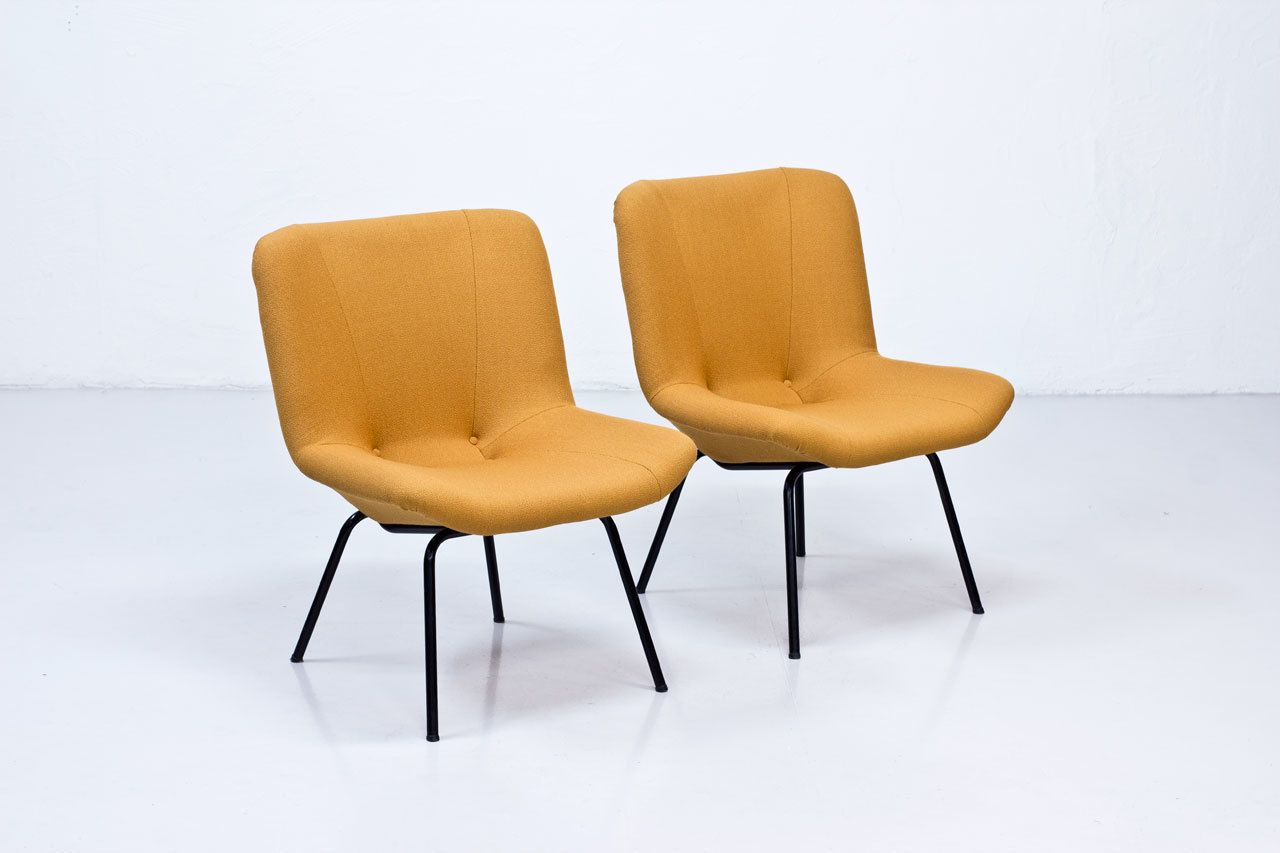 Rare Pair Of "Lehti" Easy Chairs By Carl Gustaf Hiort, Finland, 1950s photo furniture