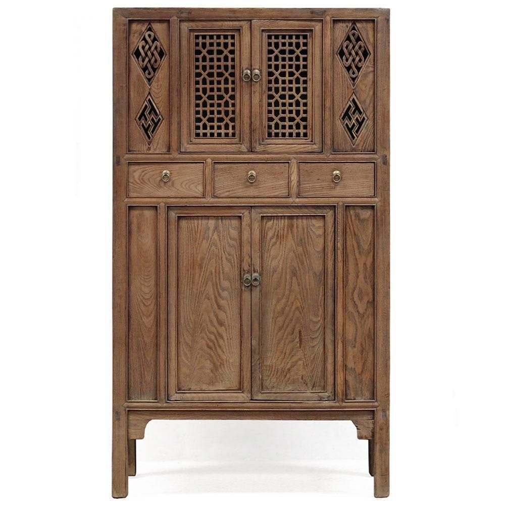 Antique Natural Elm Storage Cabinet photo furniture