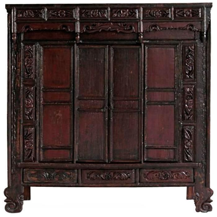 Carved Chinese Temple Cabinet photo for sale
