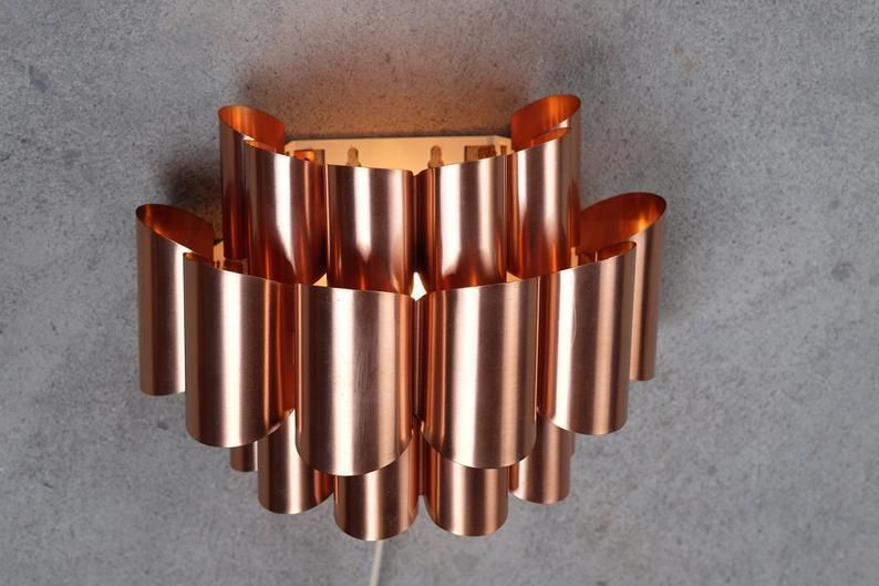 Mid Century Danish Copper Wall Lamp By Werner Schou photo Lighting