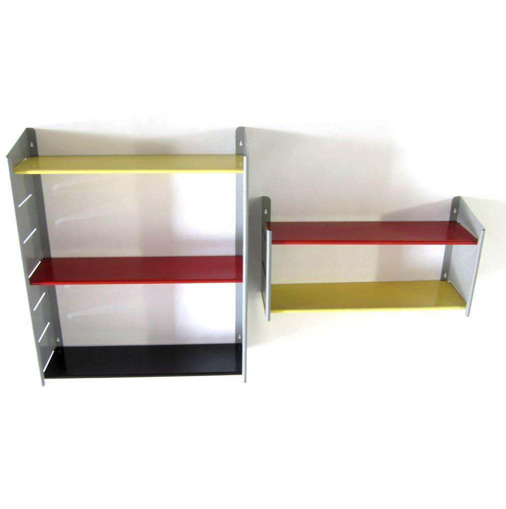 Groot Metalen Opbergrek In Geëmailleerd Metaal, Bauhaus, In De Stijl Van Jean Prouvé En Perriand photo Meubels
