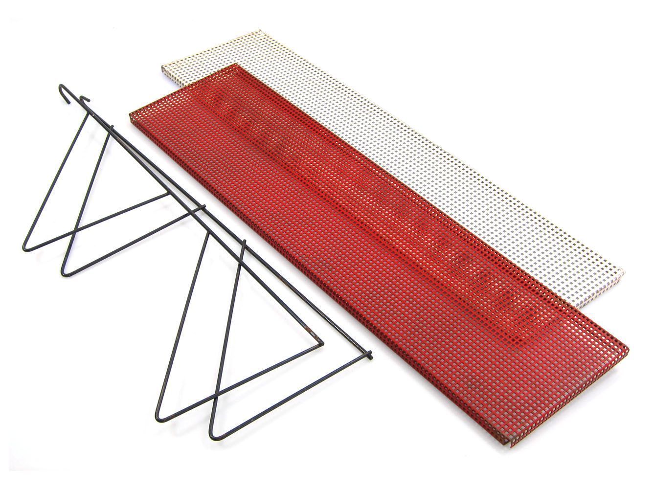 Mategot Stijl Rood Witte Geperforeerde Boekenkast Uit De Jaren Zestig photo for sale