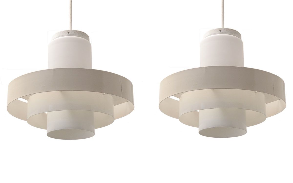 Twee Grote Industriële Vintage Hanglampen Van Fog And Morup
