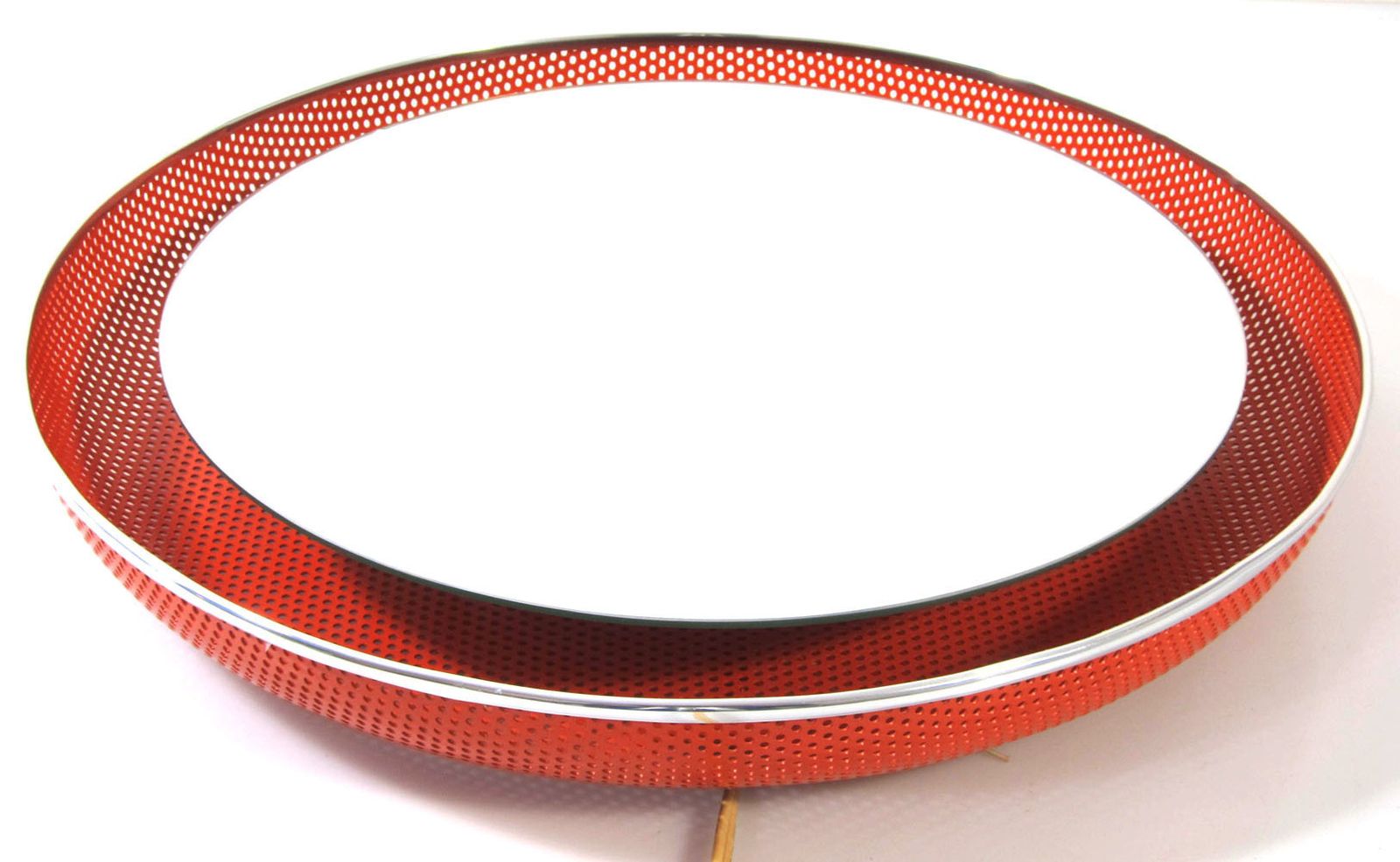 Rode Mategot Stijl Fifties Vintage Spiegel Met Verlichting photo Woonaccessoires