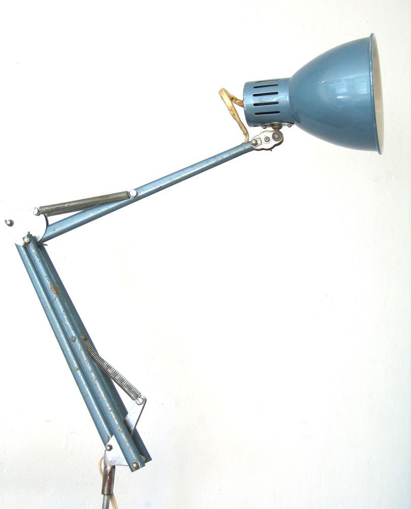 Metaalblauw Vintage Bureaulampje Uit De Jaren 1960 photo furniture