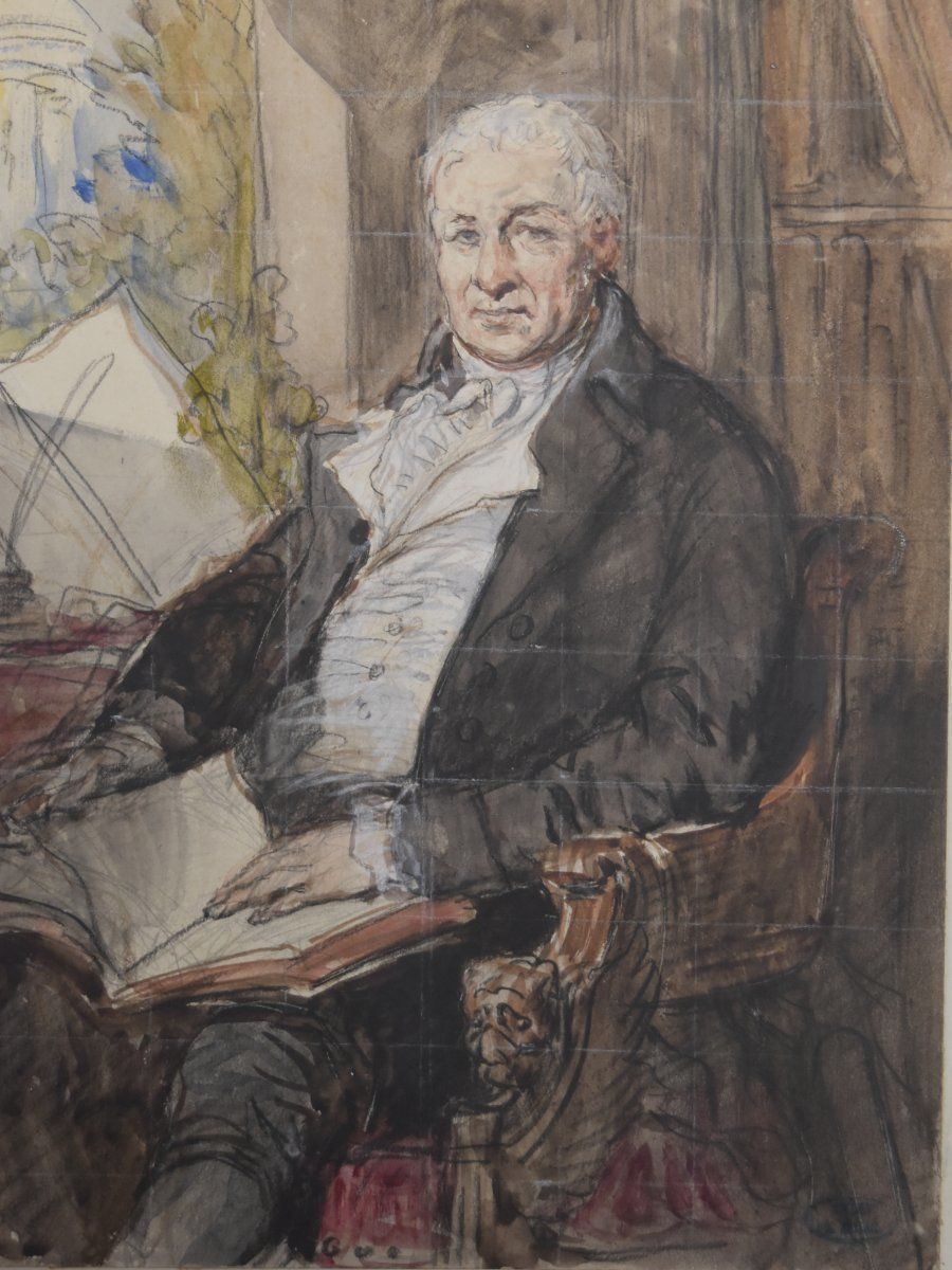 Portrait Of A Man Of Quality, Watercolor And Highlights Of Gouache photo 398.0