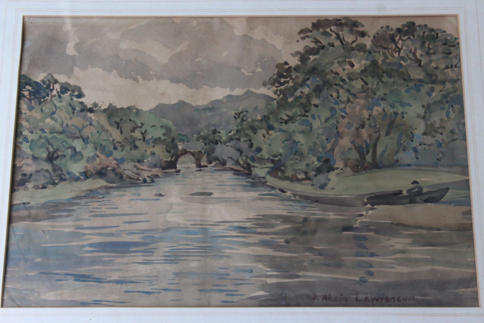 Dorothy Alicia Lawrenson A River Landscape Watercolour photo vinterior