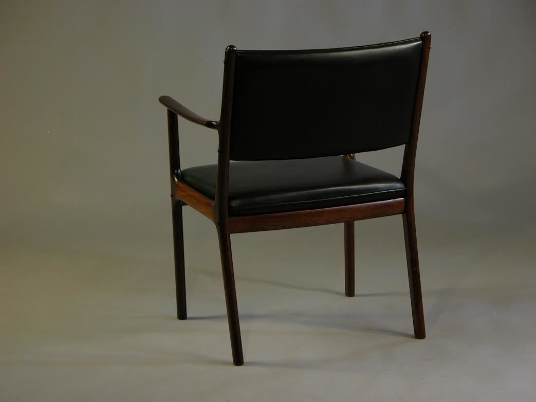 1950s Ole Wanscher Pj 412 Armchair In Mahogany And Black Leather   P. Jeppesens Møbelfabrik  photo for sale