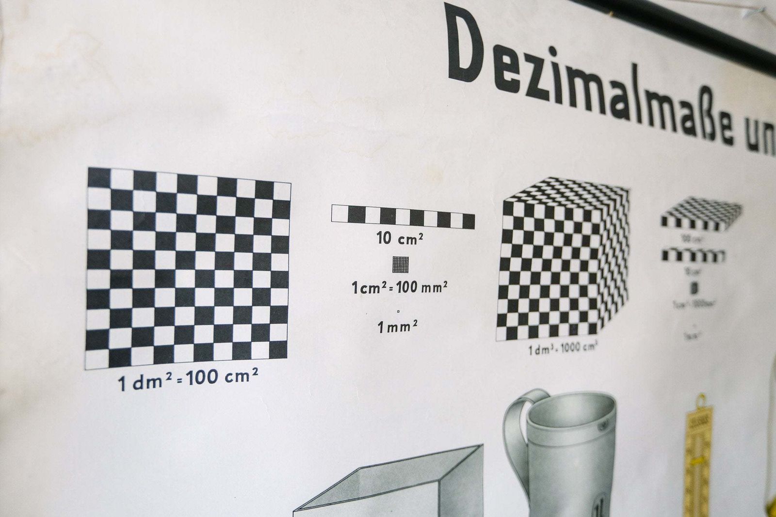 Original Scientific Technical Vintage German School Wall Chart Wallchart Decimal Weights And Measures Rare Educational photo vinterior