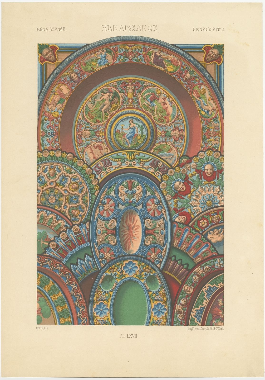 Pl. 67 Antique Print Of Decorative Art In The Renaissance Period By Rachinet (1869)