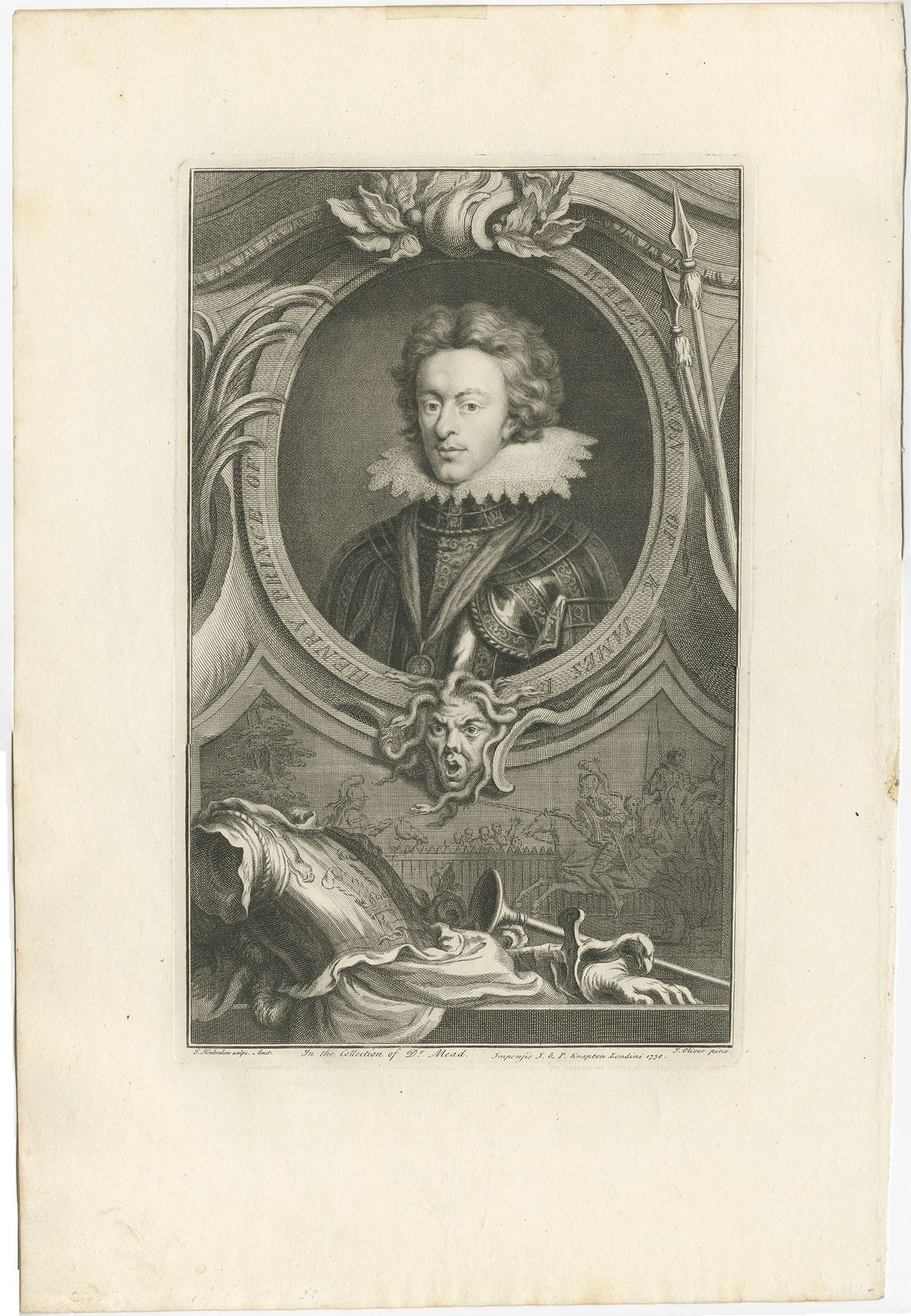 Antique Portrait Of Henry Frederick By Houbraken (C.1750)