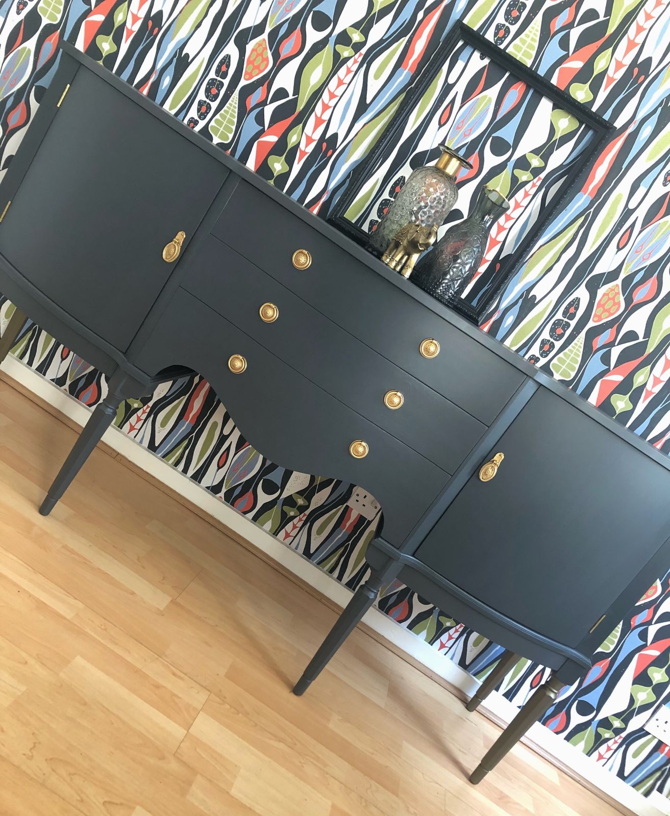 Painted Dark Grey Vintage Wooden Sideboard By Strongbow photo Furniture