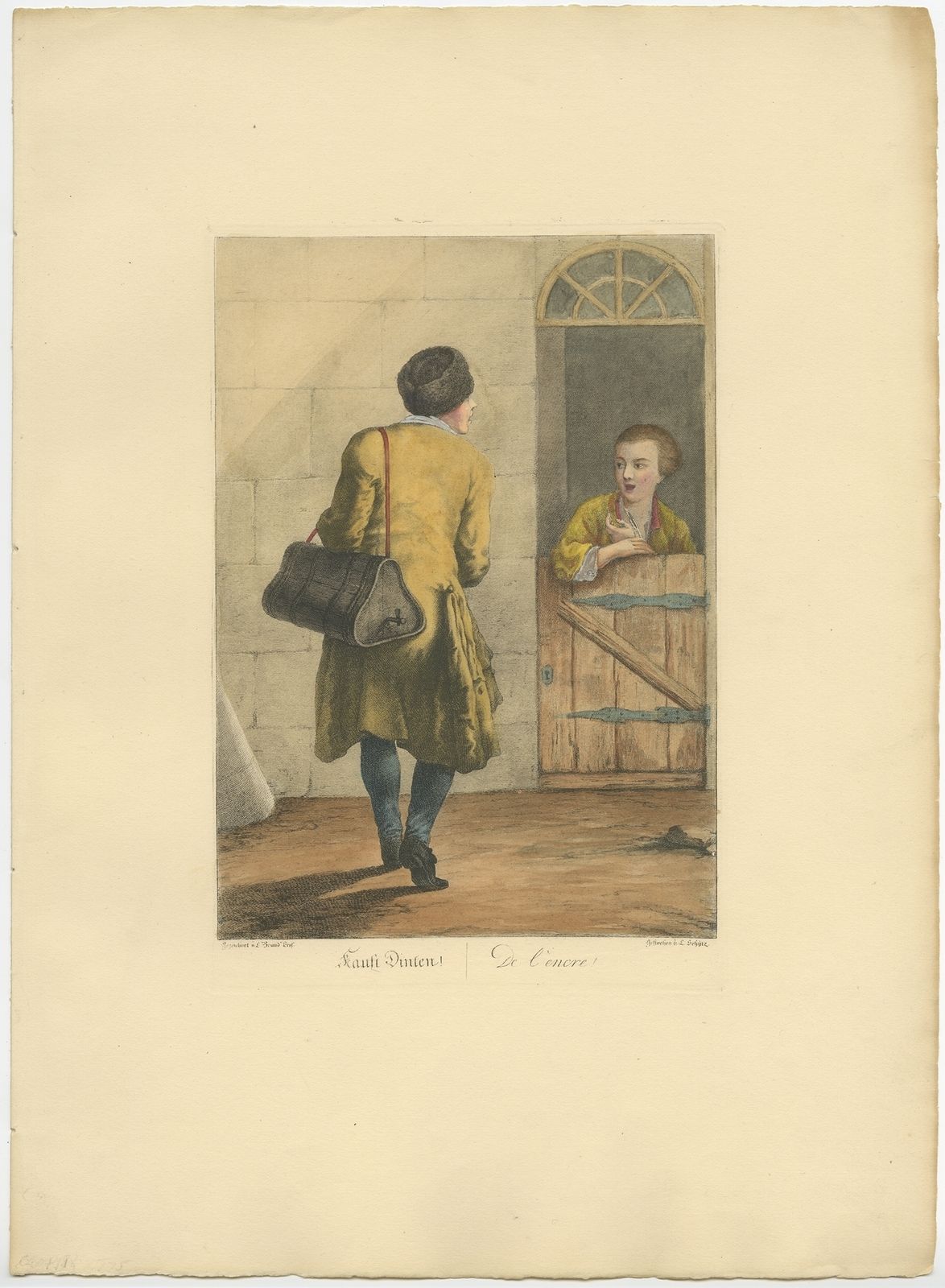 Antique Print Of An Ink Seller By Brand (1775)
