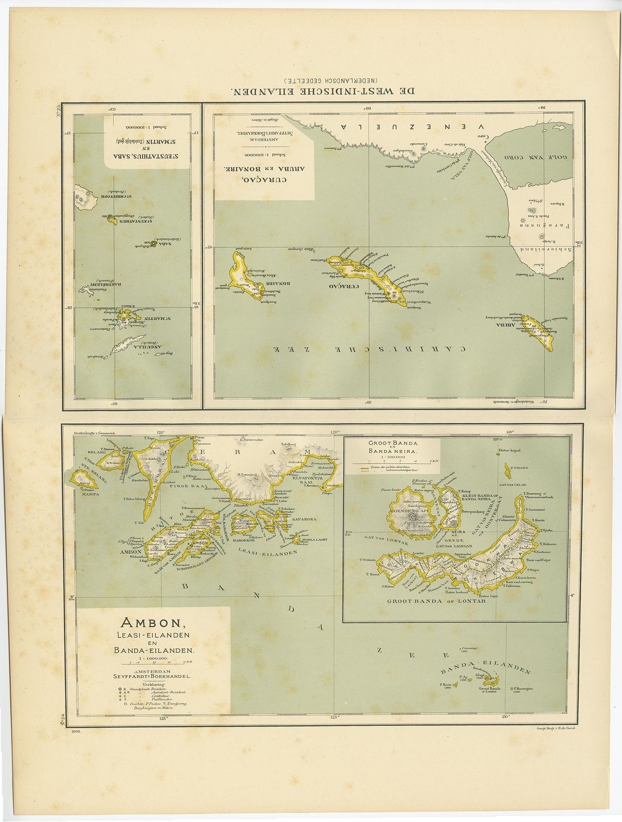 Antique Map Of The West Indies And Ambon By Dornseiffen (1900)