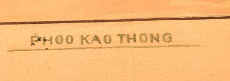 Thai Artist Watercolor On Paper Phu Khao Thong / Temple Of The Holy Mount photo vinterior