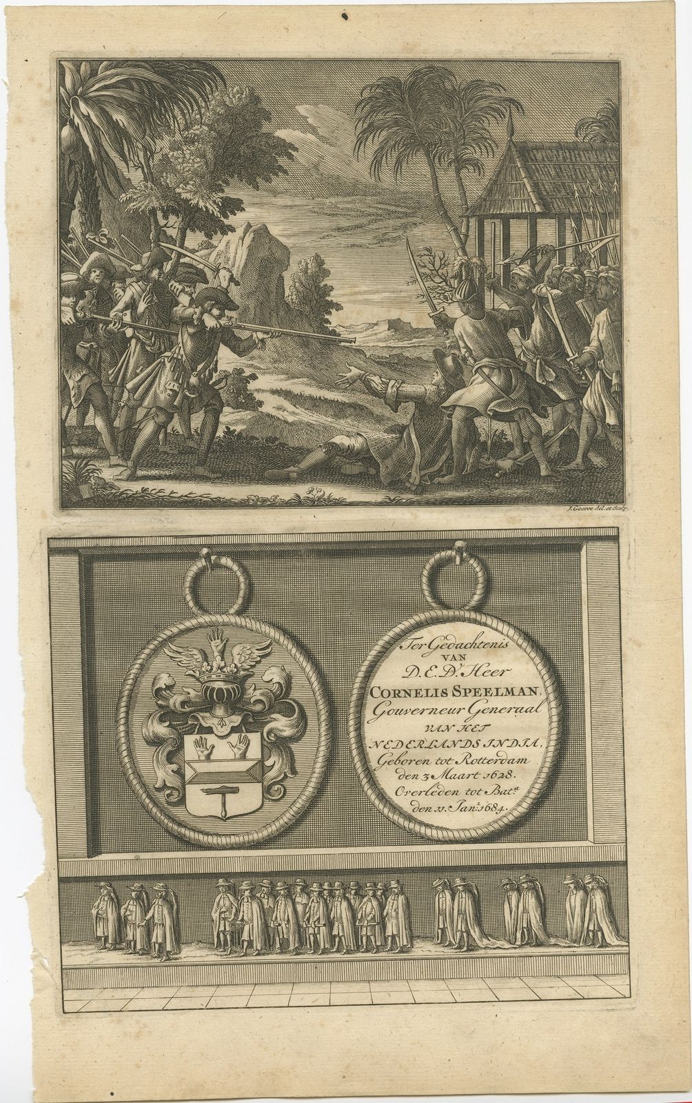 Antique Print Of Dutch Colonists By Valentijn (1726)