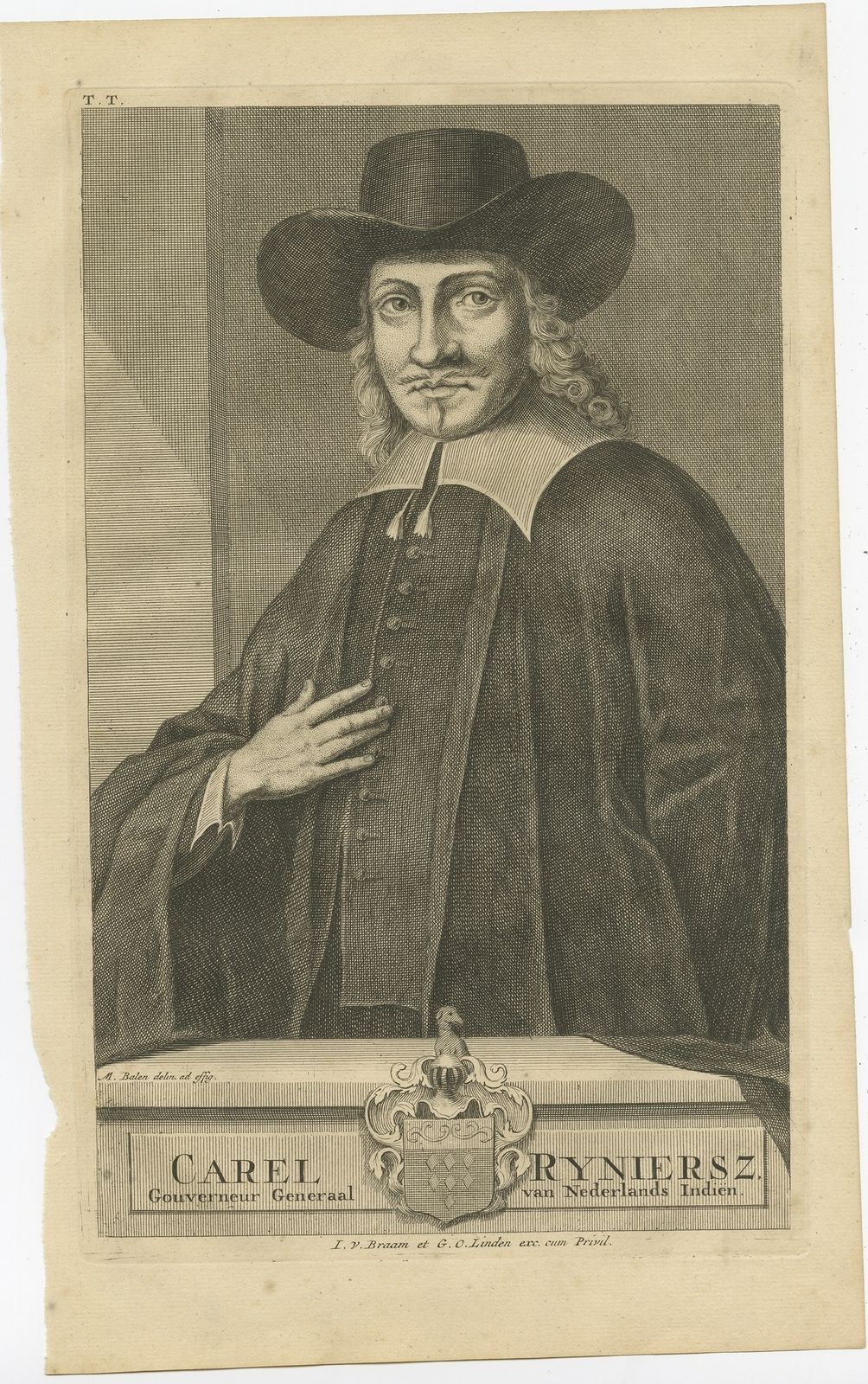 Antique Portrait Of Carel Ryniersz By Valentijn (1726)