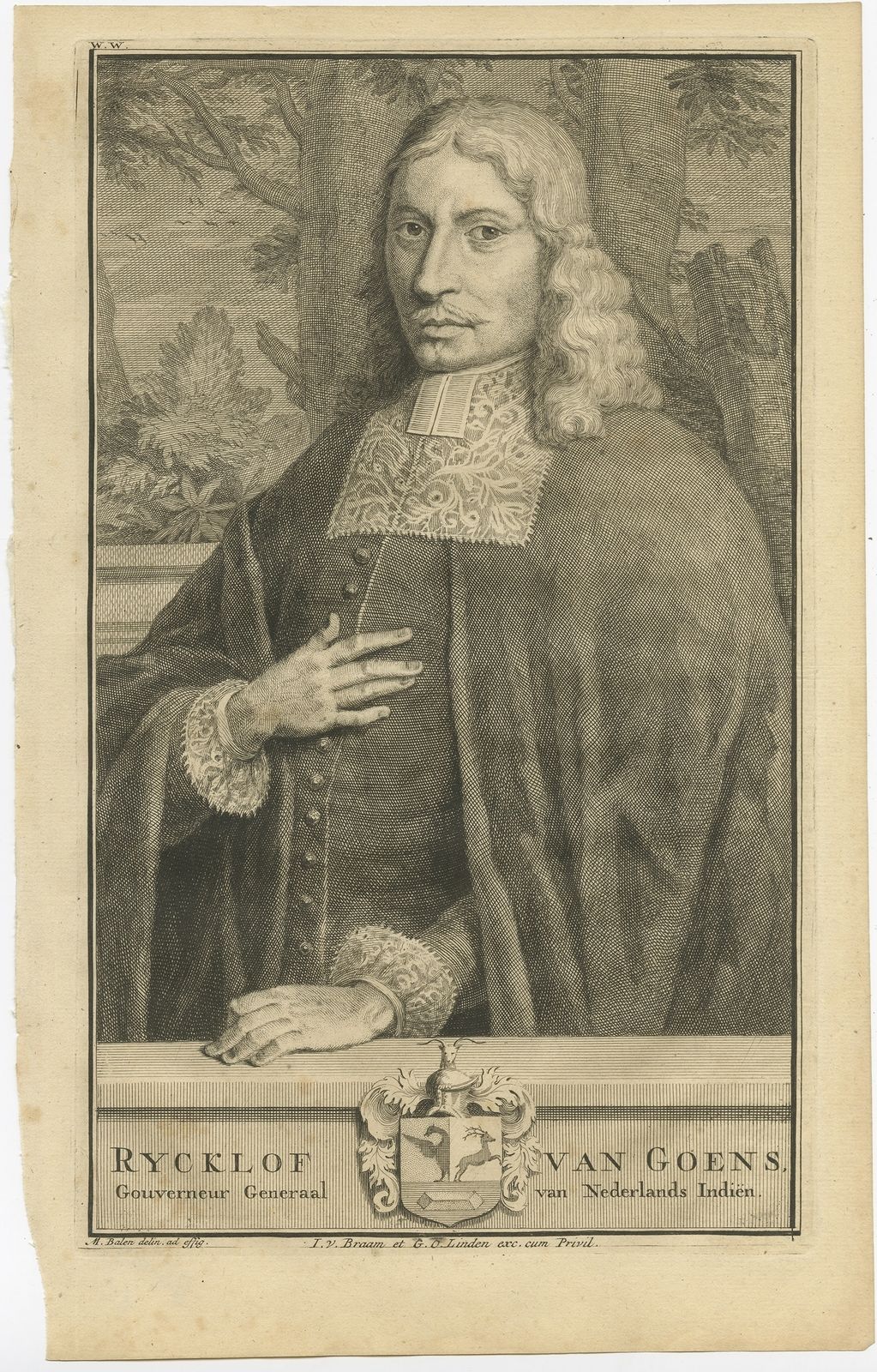 Antique Portrait Of Rijckloff Van Goens By Valentijn (1726)