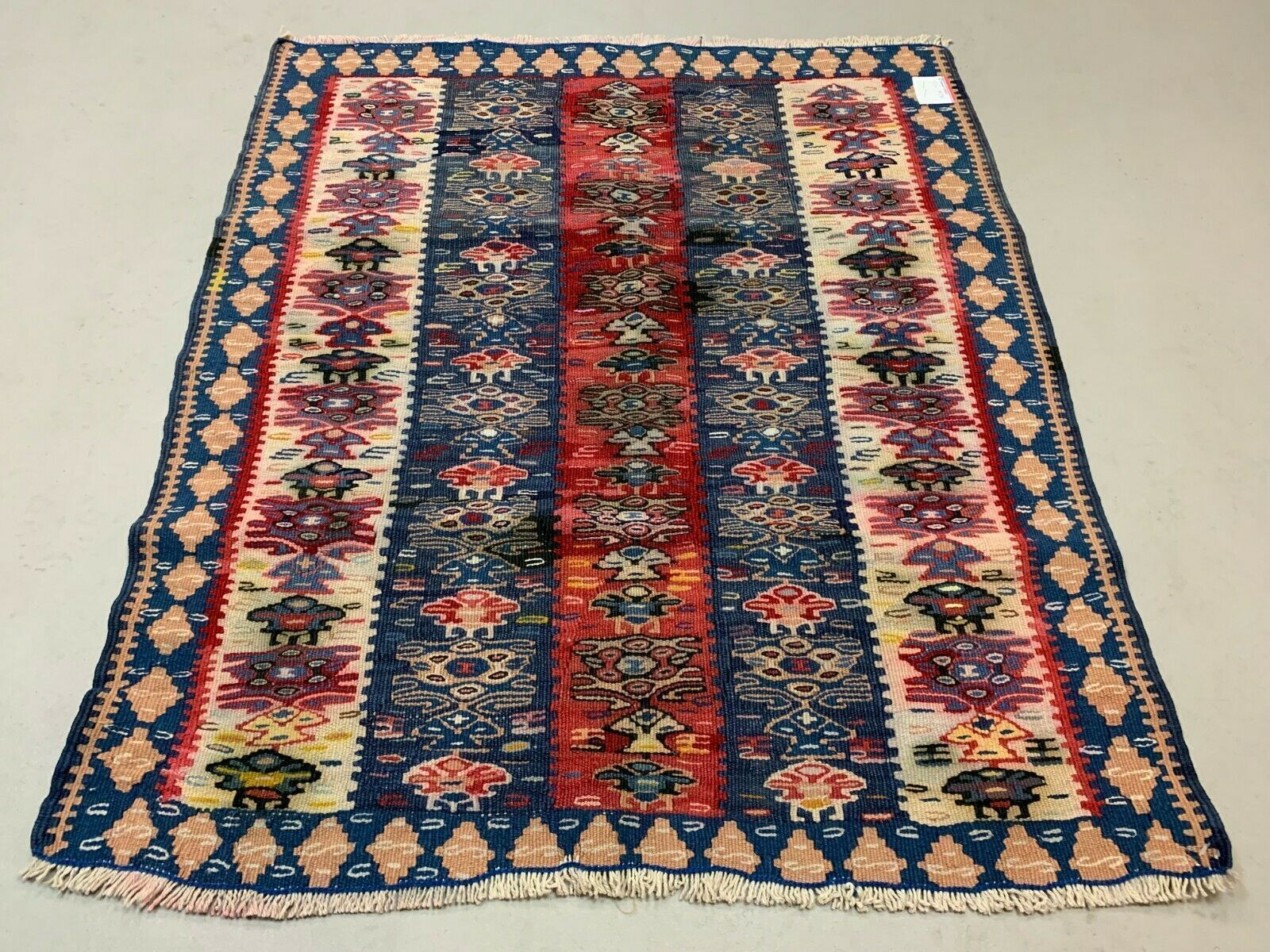 Vintage Turkish Kilim Kelim Rug 97x83cm Shabby, Rare Square, Boho Small