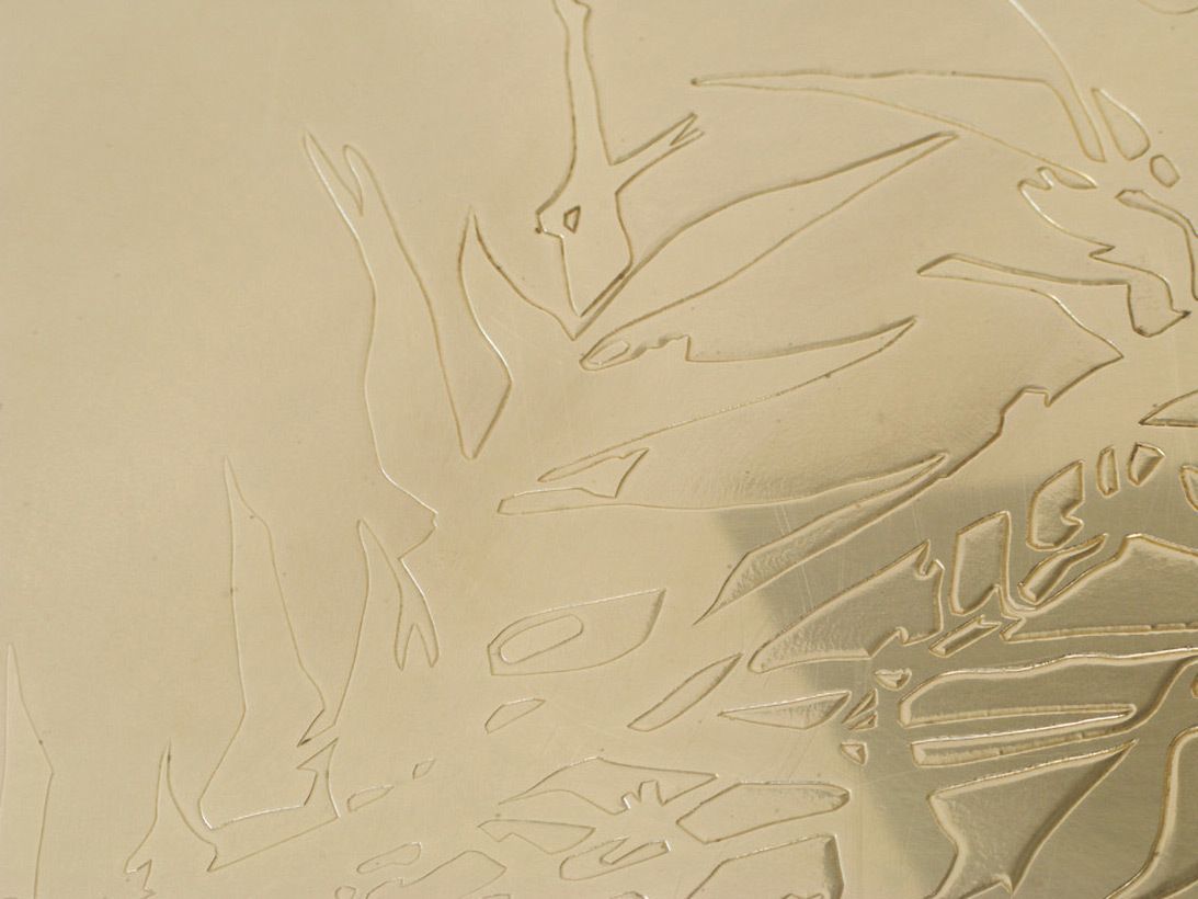 Georges Mathias Hand Etched Brass Low Cocktail Table, 1970s Belgium photo for sale