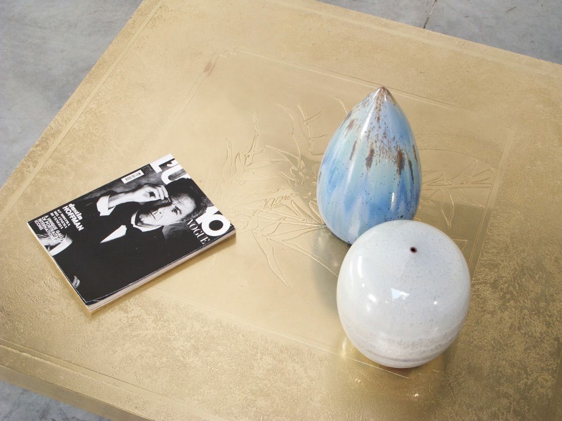 Georges Mathias Hand Etched Brass Low Cocktail Table, 1970s Belgium photo Furniture
