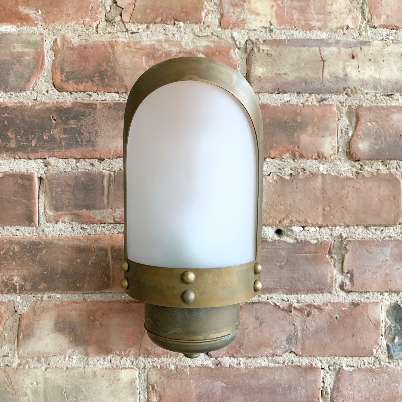Contemporary Aged Brass Wall Light With Frosted Shade photo buy