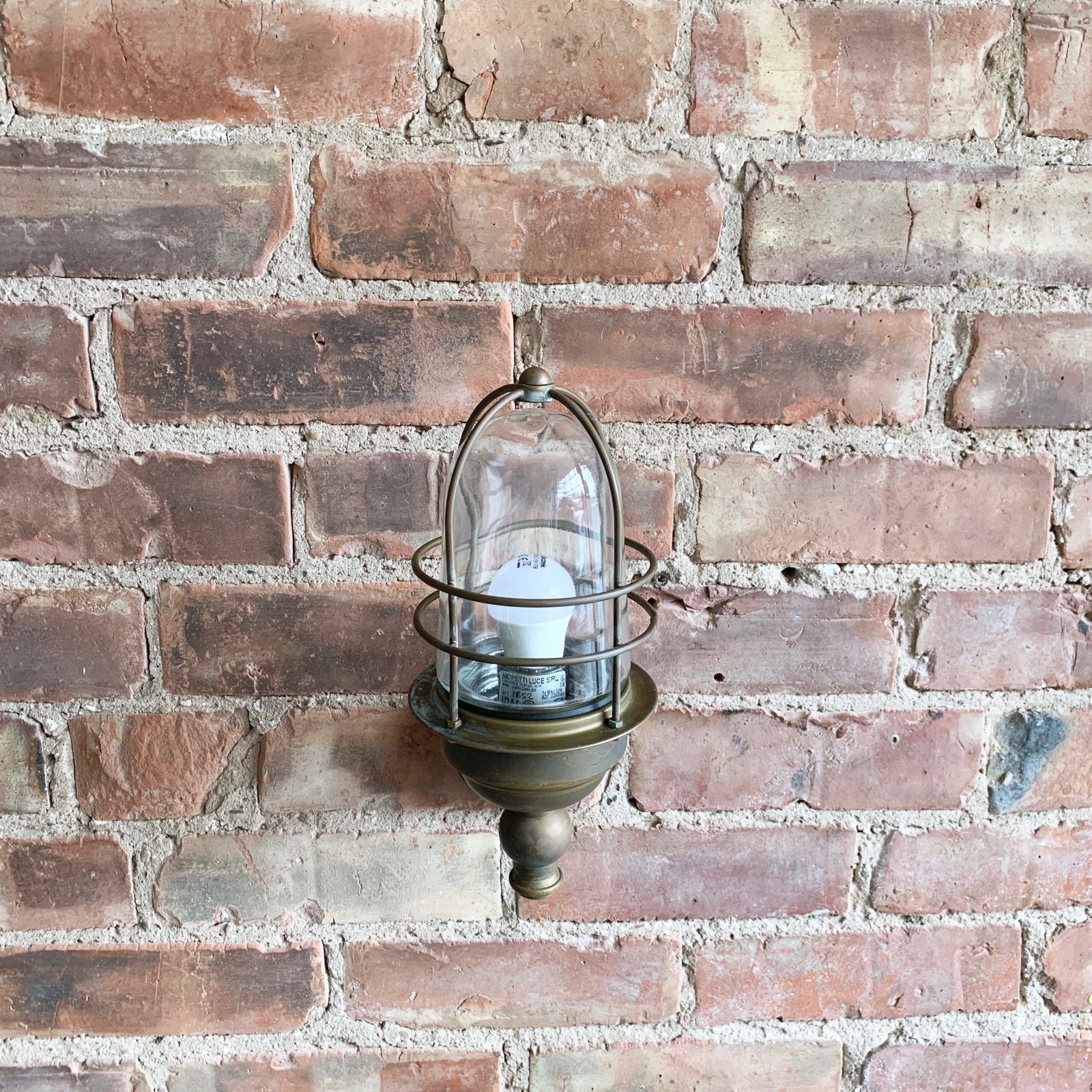 Contemporary Aged Brass Torch Bulk Head Wall Light photo for sale