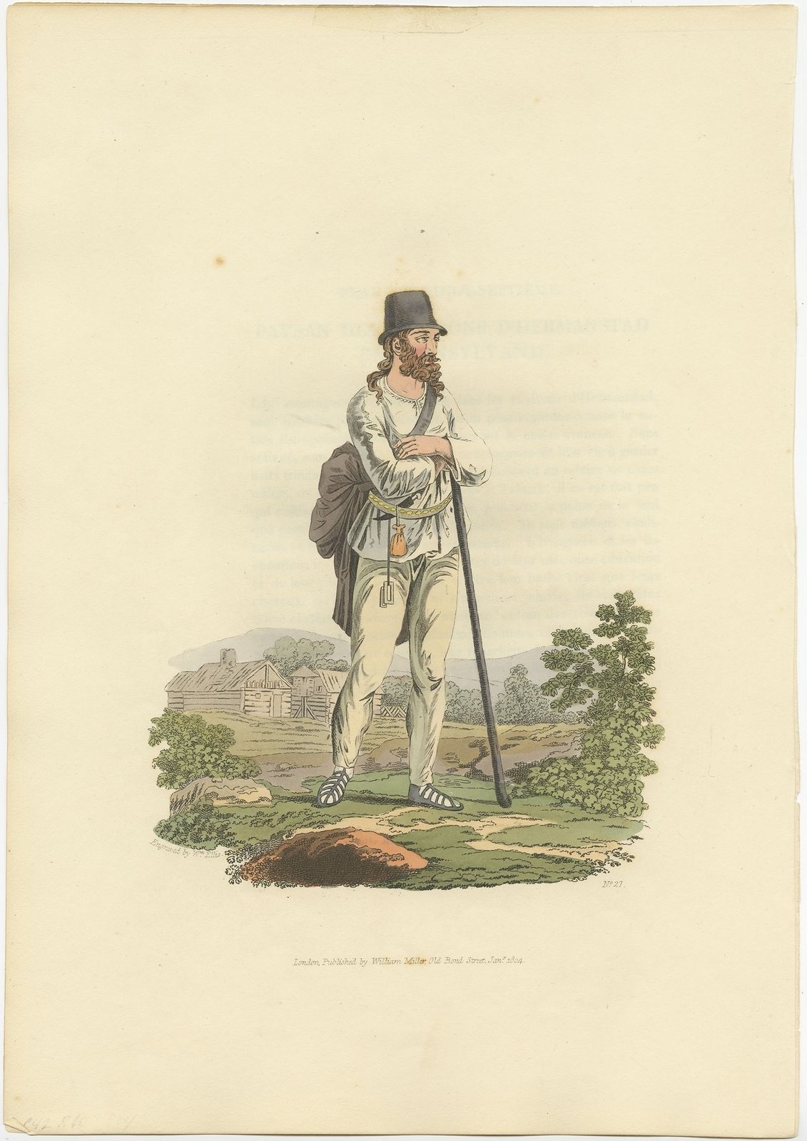 Antique Print Of A Peasant Of Sibiu By Miller (1804)