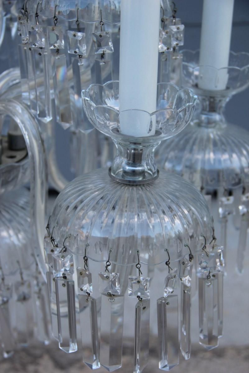 Round Great Classic Chandelier Trasparent Crystal Bohemian Art, 1950s photo vintage