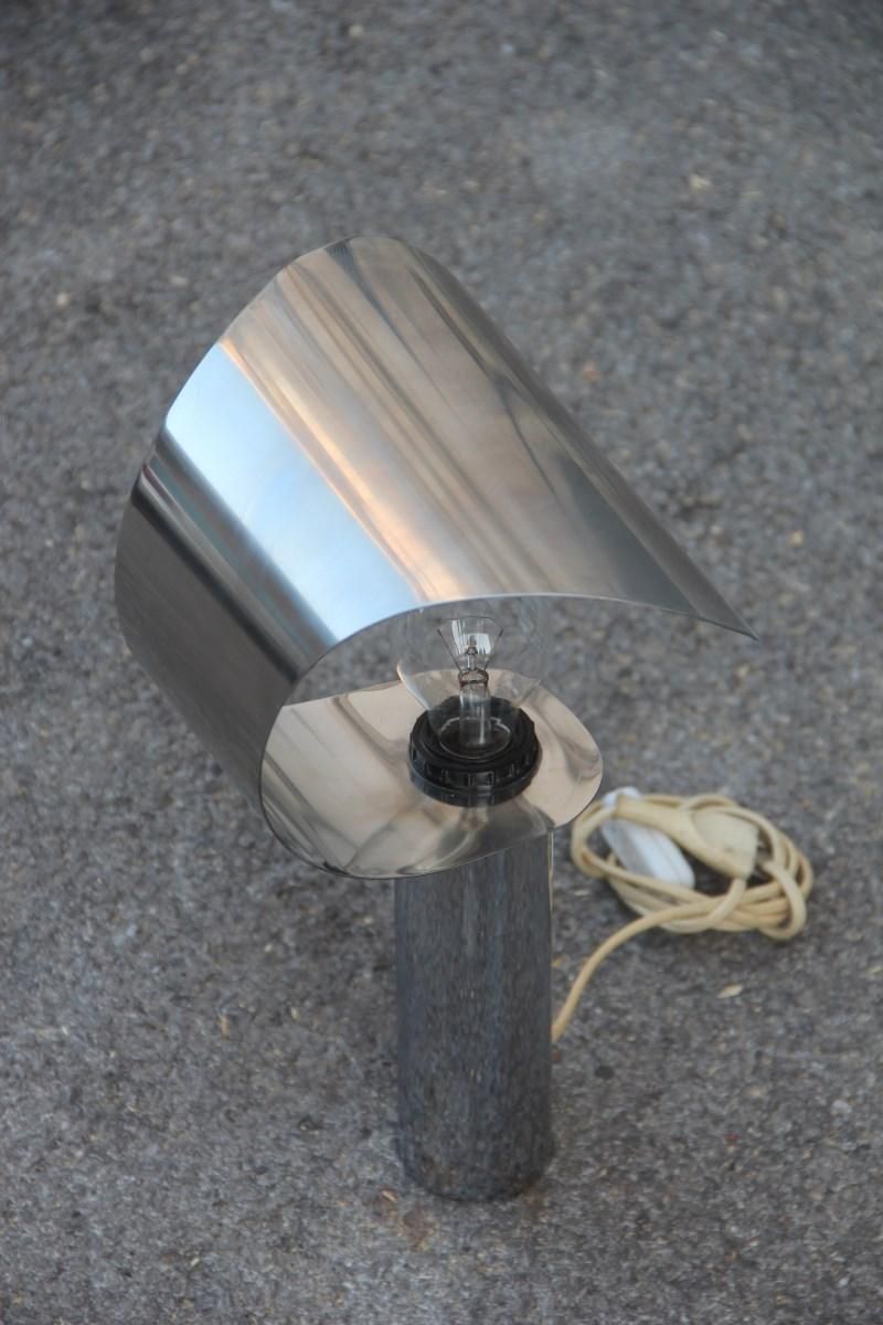 Italian Table Lamp Steel Curved Silver, 1970s photo 1308.0