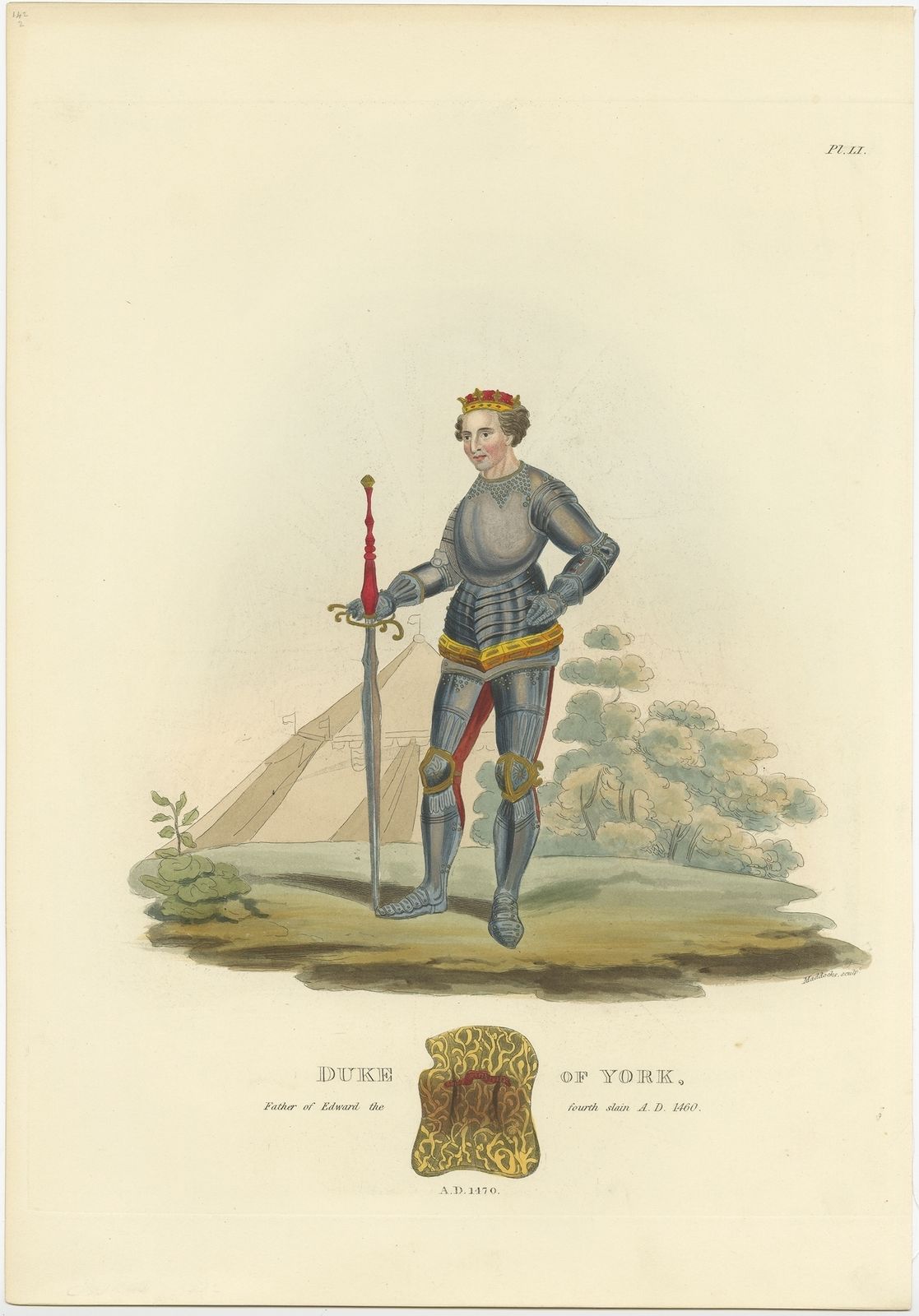Antique Print Of The Duke Of York By Meyrick (1842)