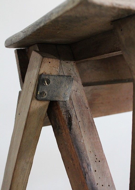 Foldable Beech Work Stool   1940s photo vintage
