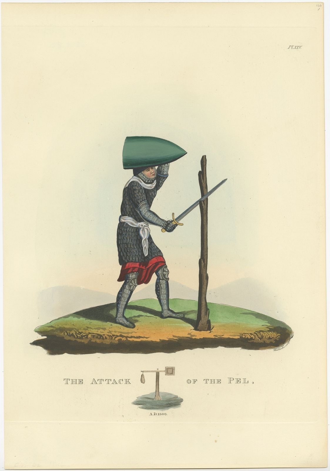 Antique Print Of The Attack Of The Pel By Meyrick (1842)