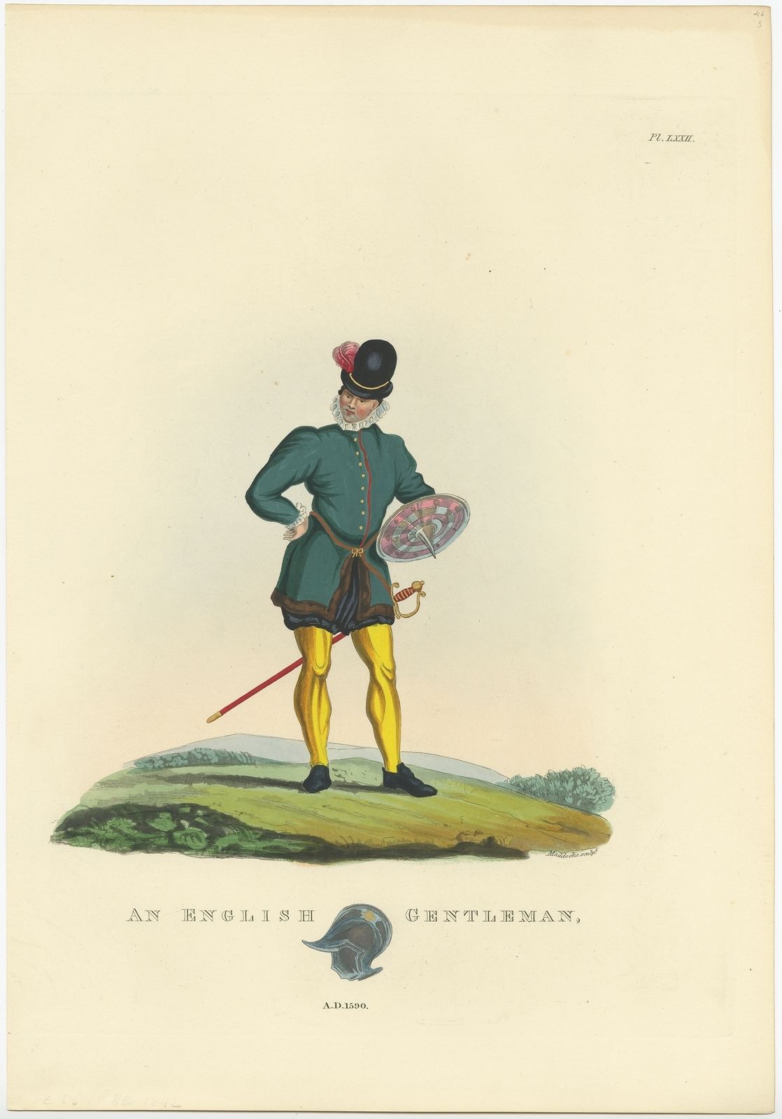 Antique Print Of An English Gentleman By Meyrick (1842)