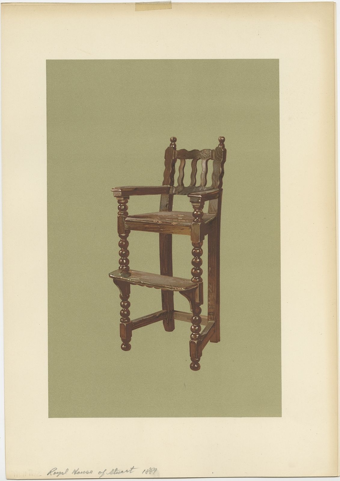 Antique Print Of The Feeding Chair Of King James VI By Gibb (1890)