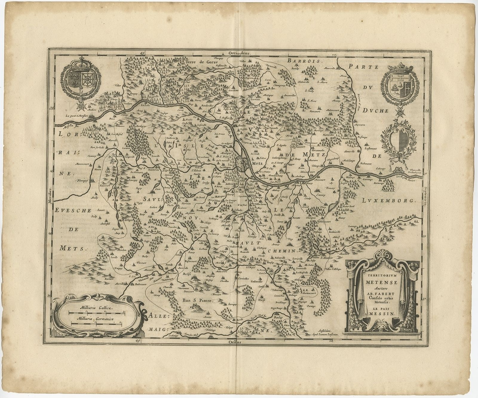 Antique Map Of The Region Of Metz By Janssonius (1657)
