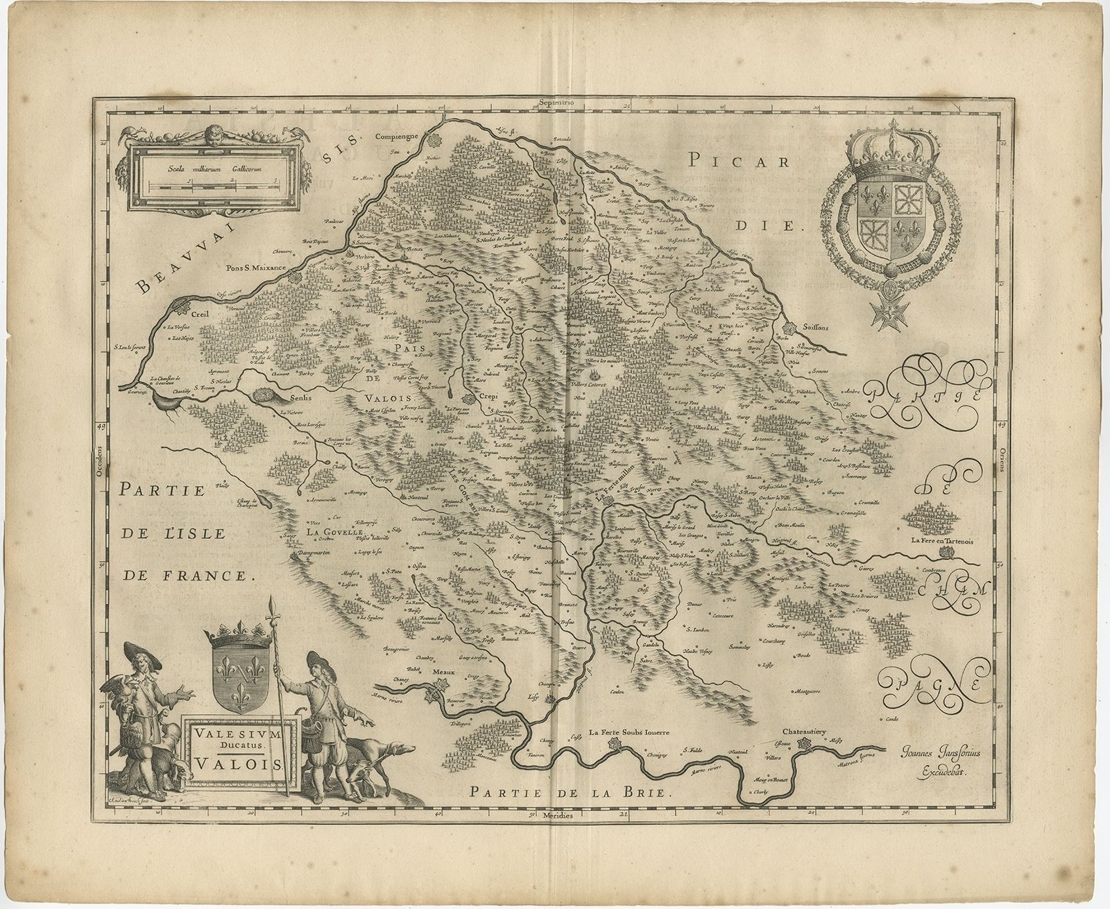 Antique Map Of The Seine Et Marne/Champagne Region By Janssonius (1657)