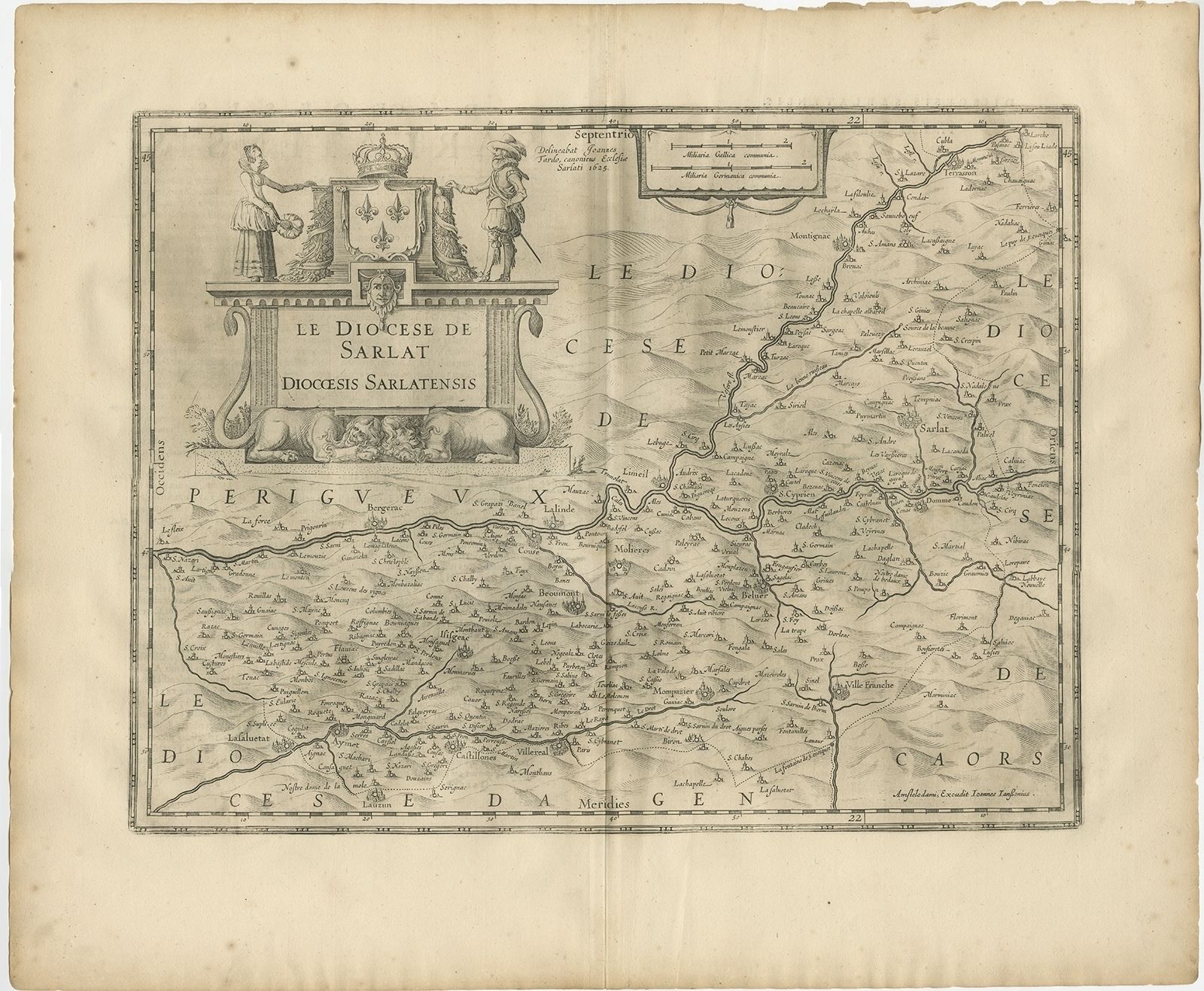 Antique Map Of The Region Of Sarlat By Janssonius (1657)