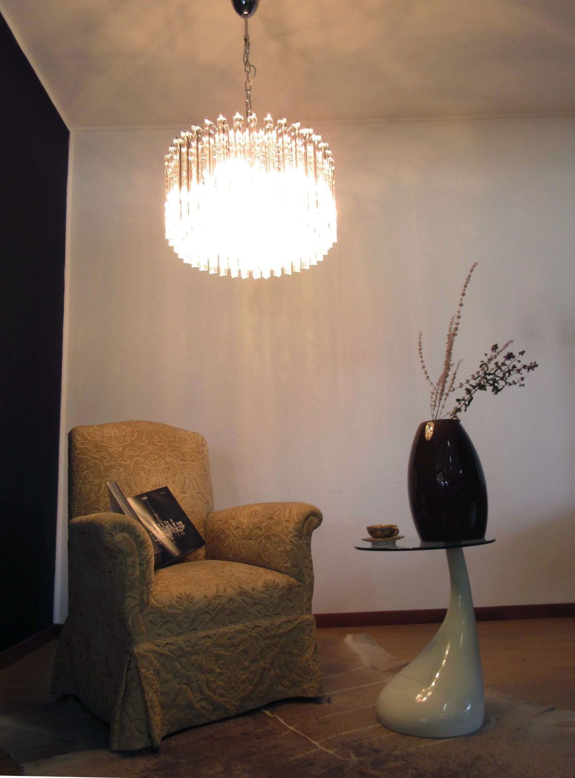 Large Triedri Murano Glass Chandelier   163 Triedri Trasparent Prism photo vinterior