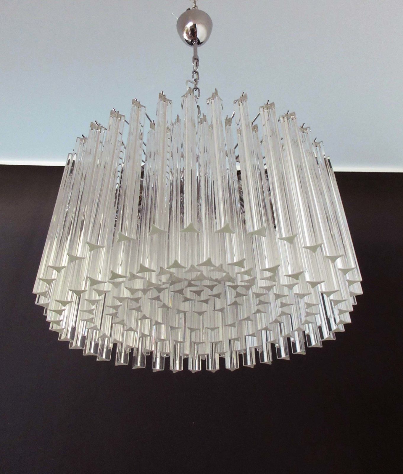 photo furniture Large Triedri Murano Glass Chandelier   163 Triedri Trasparent Prism
