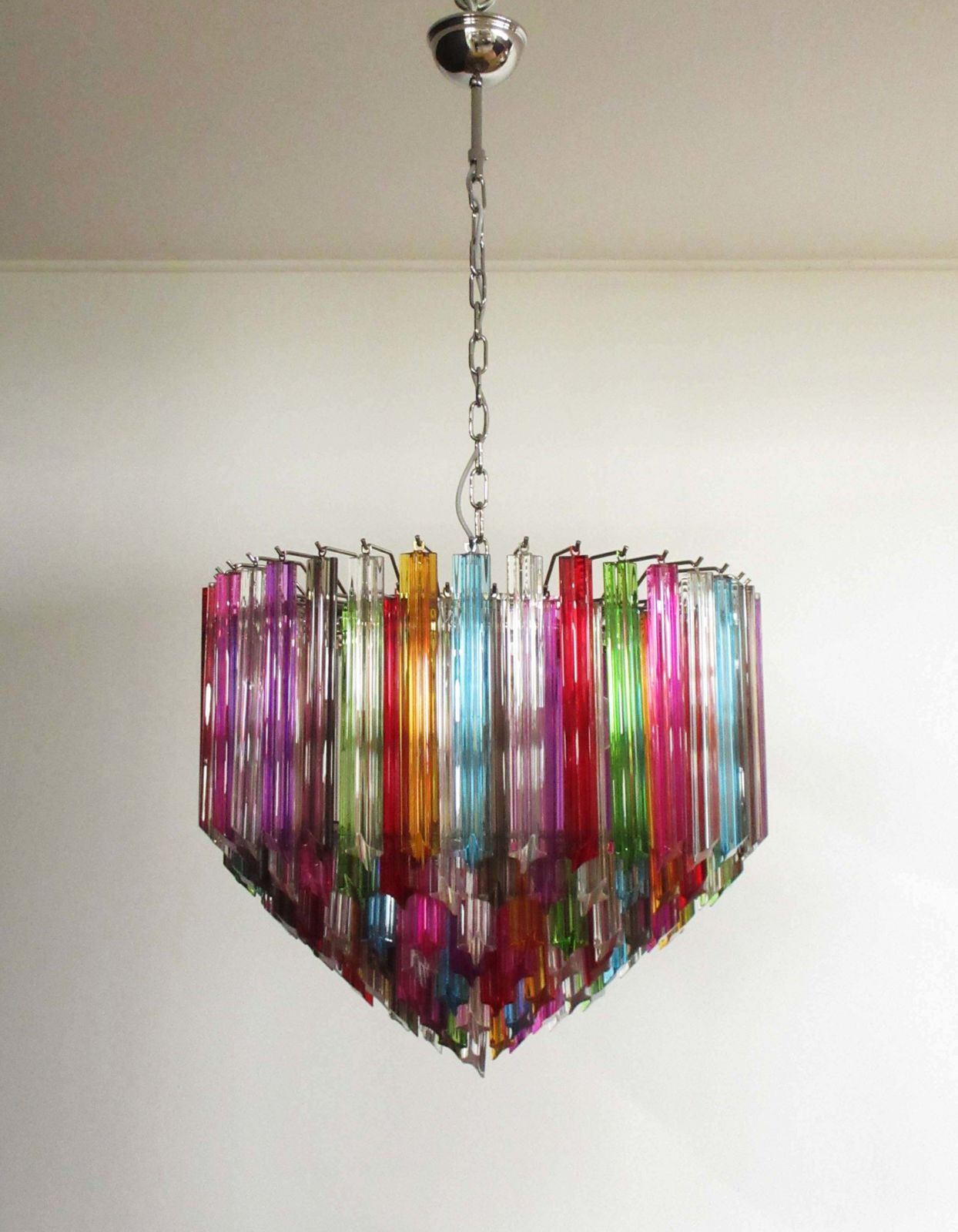 Modern Quadriedri Murano Glass Chandelier   163 Trasparent Prism Quadriedri Multicolor photo for sale