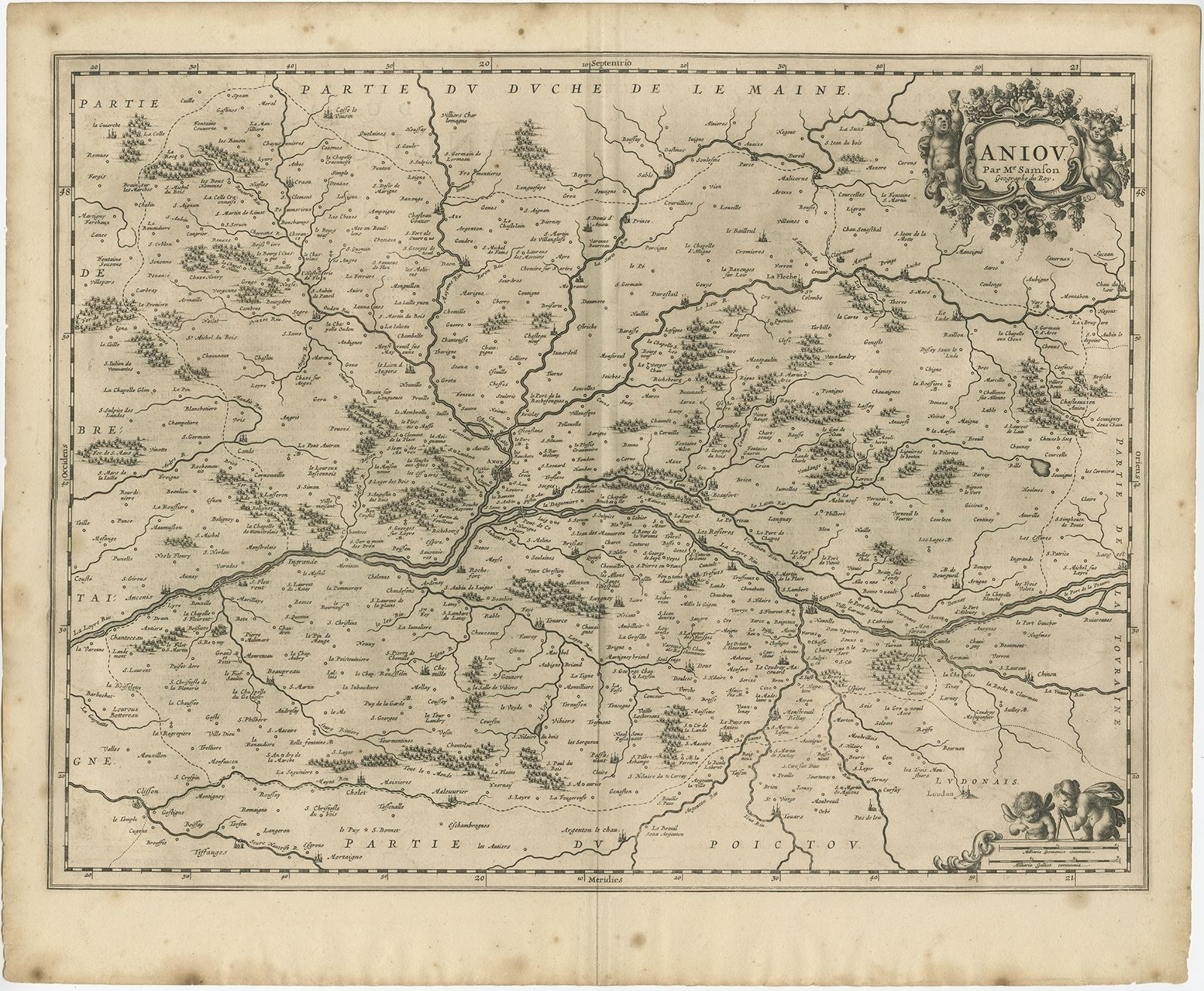 Antique Map Of The Region Of The Loire Valley By Janssonius (1657)