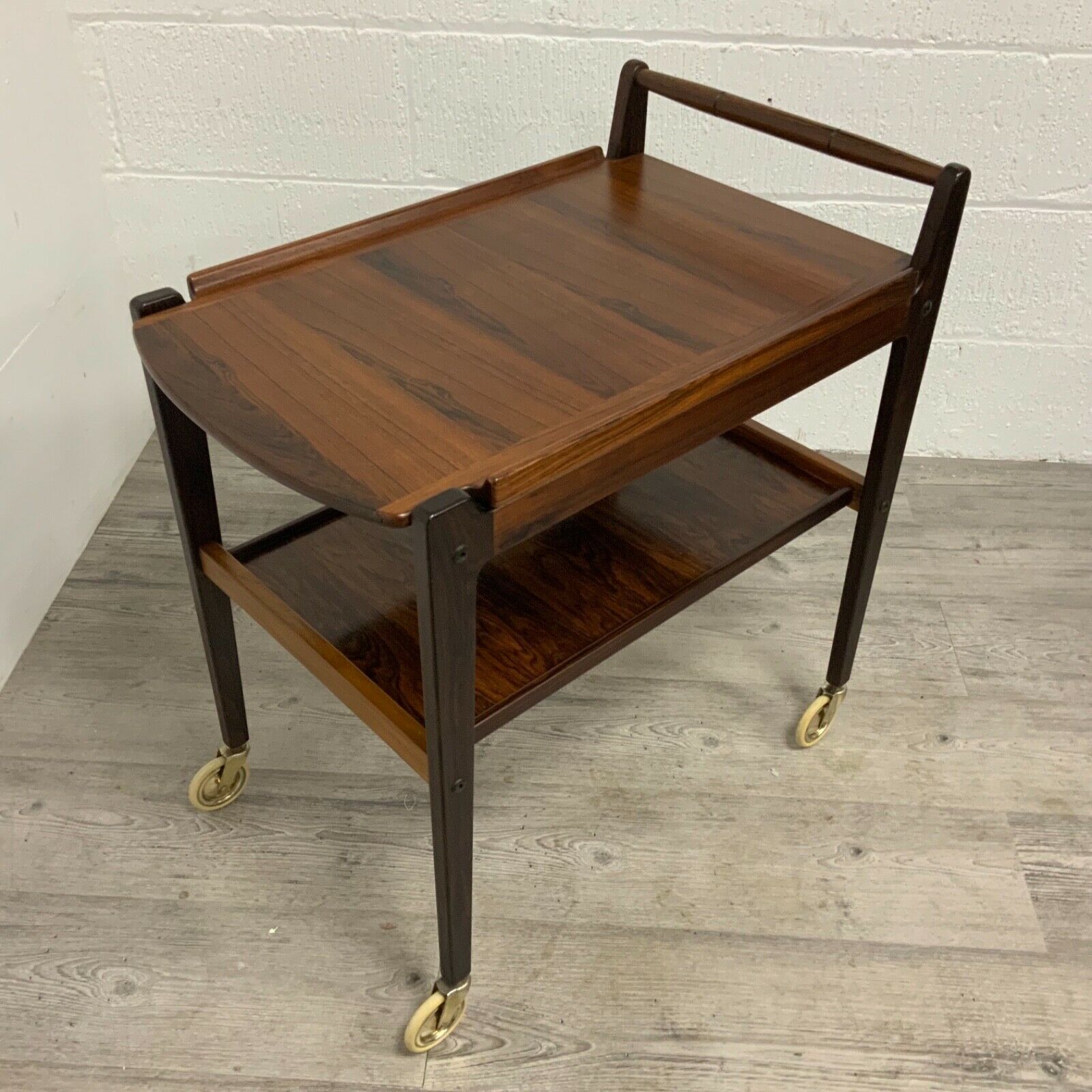 Danish Roswood Drinks Trolley Bar Cart By Erik Gustafsson, Removable Tray photo for sale