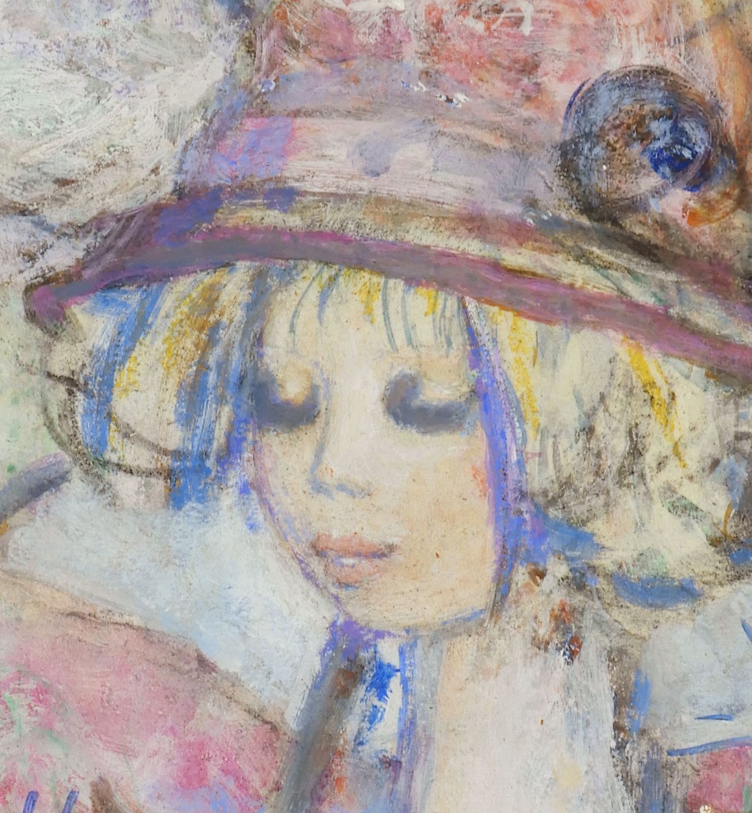 photo for sale Painting ‘Jeune Femme Au Chapeau’  By Henri La Ville C1960 France Oil On Canvas