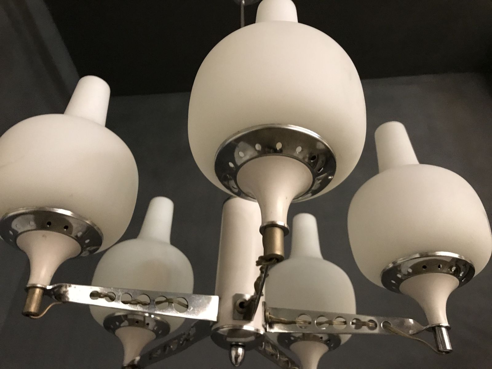 Stilnovo Opaline Glass Chandelier 5 Lights photo 813.0