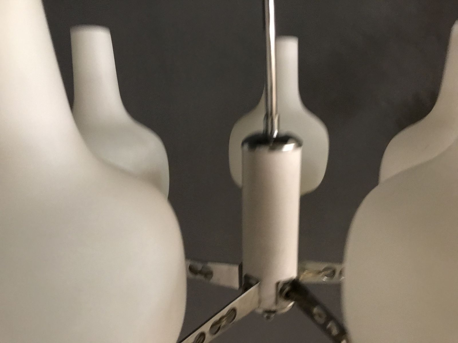 Stilnovo Opaline Glass Chandelier 5 Lights photo vinterior